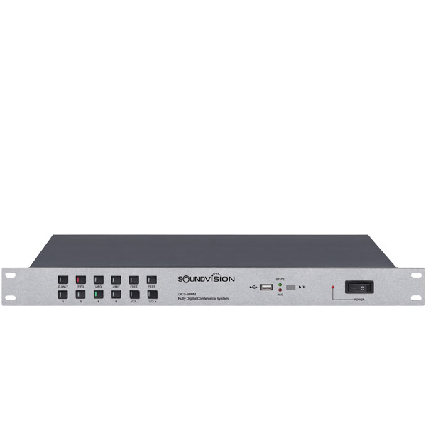 SOUNDVISION DCS-900M เครื่องควบคุมชุดไมค์ประชุม ดิจิตอล รองรับการประชุมสูงสุด 5,000 ชุด สามารถบันทึกเสียงประชุมลง USB ได้ มีฟังก์ชันการทำงาน 6 ฟังก์ชัน