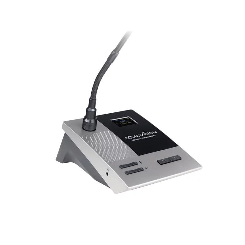 SOUNDVISION DCS-900C ชุดไมค์ประชุมสำหรับประธาน ระบบดิจิตอล ก้านไมโครโฟนยาว 48 ซม. มีลำโพงในตัว และ จอแสดงผลการทำงานแบบ LCD DCS 900C ไมโครโฟนห้องประชุม
