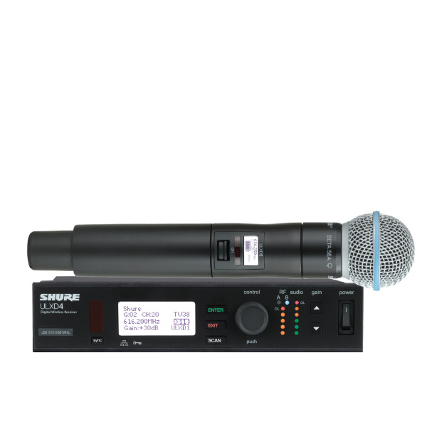 SHURE ULXD24A/B58-V52 ชุดไมค์ลอย แบบมือถือเดี่ยว ย่าน VHF 174 – 210MHz ไมโครโฟนไร้สาย แบบ Handheld Digital Wireless System รับประกันของแท้ 100% ส่งฟรี!