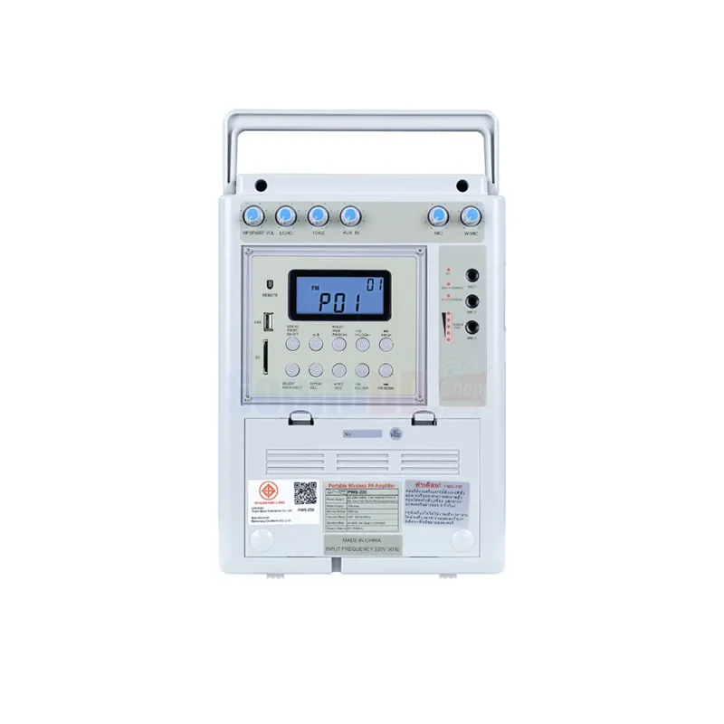 DECCON PWS-230UTB ชุดเครื่องเสียงกระเป๋าหิ้ว 75W พร้อมไมค์ลอยคู่ USB/SD MP3/FM มีบลูทูธในตัว (ไมค์ลอยใช้ได้พร้อมกัน 2 ไมค์)