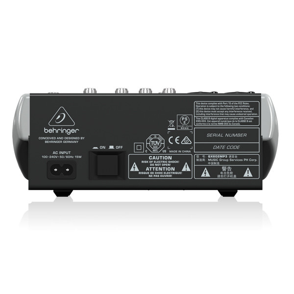 Premium 6-Input 2-Bus Mixer BEHRINGER XENYX QX602MP3 เครื่องผสมสัญญาณเสียงอนาล็อก Mixer BEHRINGER XENYX QX602MP3 มิกเซอร์อนาล็อก