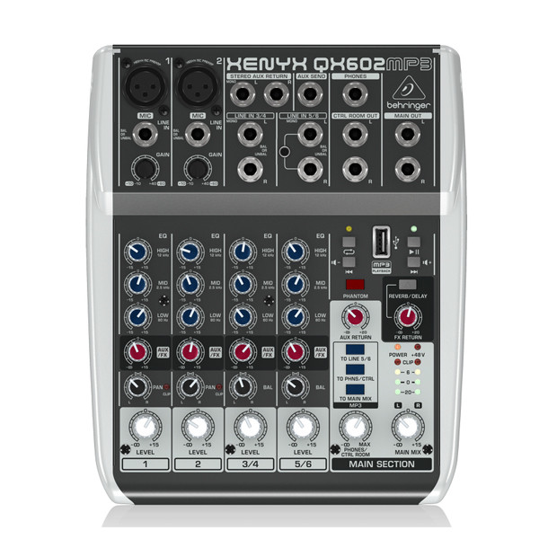 Premium 6-Input 2-Bus Mixer BEHRINGER XENYX QX602MP3 เครื่องผสมสัญญาณเสียงอนาล็อก Mixer BEHRINGER XENYX QX602MP3 มิกเซอร์อนาล็อก