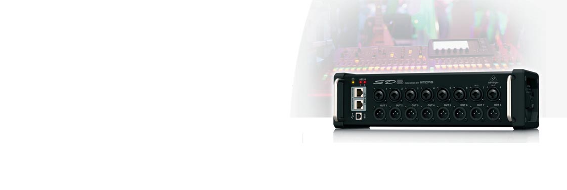BEHRINGER SD8 I/O Stage Box with 8 Remote-Controllable MIDAS Preamps, 8 Outputs, AES50 Networking and ULTRANET Personal Monitoring Hub BEHRINGER SD8 I/O Stage Box ดิจิตอล สเตจบ๊อกซ์