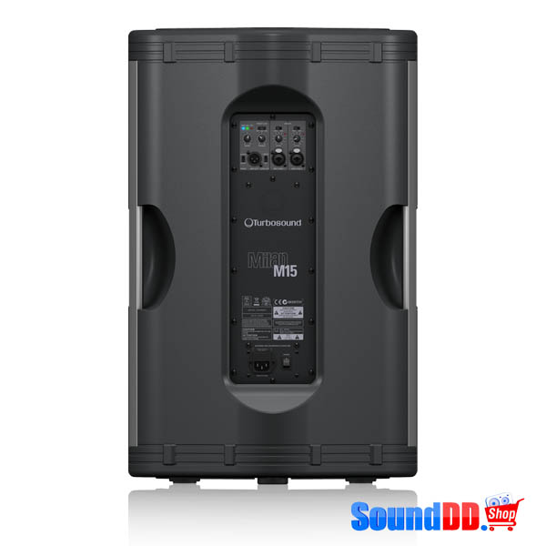 TURBOSOUND M15 ตู้ลำโพง 15 นิ้ว 2 ทาง 1,100 วัตต์ มีแอมป์ในตัว คลาส D ตอบสนองความถี่ 45 Hz–18 kHz ±3 dB และ 40 Hz–20 kHz –10 dB ลำโพง 15 นิ้ว