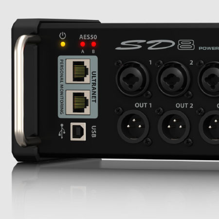 BEHRINGER SD8 I/O Stage Box with 8 Remote-Controllable MIDAS Preamps, 8 Outputs, AES50 Networking and ULTRANET Personal Monitoring Hub BEHRINGER SD8 I/O Stage Box ดิจิตอล สเตจบ๊อกซ์