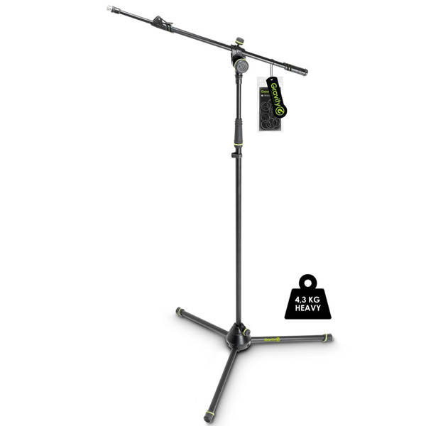 GRAVITY GMS4322HDB Microphone Stand Heavy Duty Microphone Stand, Tripod, 2-point Telescopic Boom GRAVITY GMS4322HDB ขาตั้งไมโครโฟน แบบเหล็ก Boom ยาว 88 ซม ปรับความสูงได้ ปรับสูงสุดได้ถึง 169 ซม. และต่ำสุด 103 ซม. มีน้ำหนัก 4.26 กก. เวลาพับเก็บสำหรับเคลื่อนย้าย ยาว 105 ซม. GRAVITY G MS 4322HD B Microphone Stand