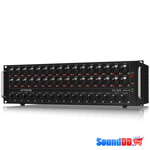 MIDAS DL32 ดิจิตอล สเตจบ๊อกซ์ MIDAS DL32 I/O Interfaces 32 Input, 16 Output Stage Box with 32 MIDAS Microphone Preamplifiers, ULTRANET and ADAT Interfaces