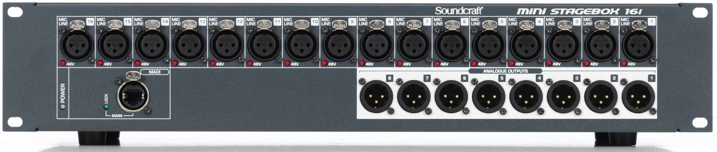 SOUNDCRAFT Mini Stagebox 16i ดิจิตอล สเตจบ๊อกซ์ 16 mic preamps, 8 analog outs Compact Digital Stageboxes with Remote Controlled I/O