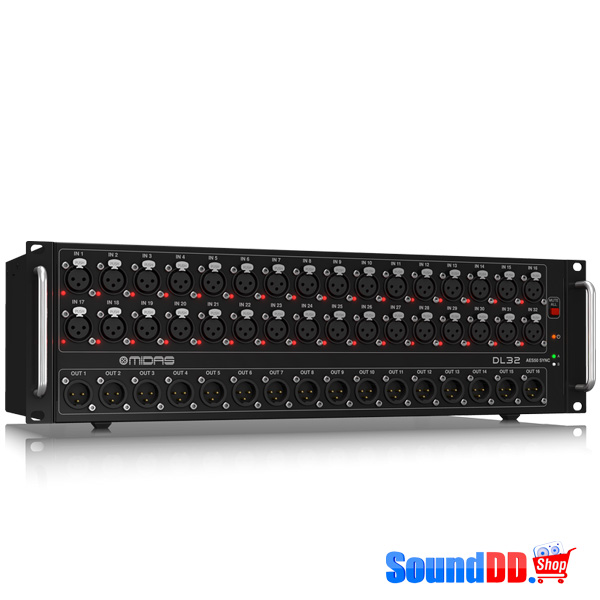 MIDAS DL32 ดิจิตอล สเตจบ๊อกซ์ MIDAS DL32 I/O Interfaces 32 Input, 16 Output Stage Box with 32 MIDAS Microphone Preamplifiers, ULTRANET and ADAT Interfaces