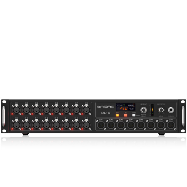 MIDAS DL16 ดิจิตอล สเตจบ๊อกซ์ MIDAS DL16 I/O Interfaces 16 Input, 8 Output Stage Box with 16 MIDAS Microphone Preamplifiers, ULTRANET and ADAT Interfaces