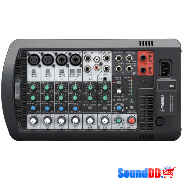 YAMAHA STAGEPAS 400BT Portable PA System เครื่องเสียงเคลื่อนที่ คลาส D 400 วัตต์ เพาเวอร์มิกเซอร์ 8 ชาแนล พร้อมไมค์ไดนามิกคู่ ขาตั้งลำโพง 2 ต้น และกระเป๋า