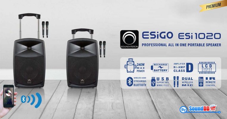SOUNDVISION ESiGO ESi1020 เครื่องขยายเสียงเคลื่อนที่แบบลากจูง 240 วัตต์ พร้อมบลูทูธเชื่อมสัญญาณในตัว ของแท้มีคุณภาพ ส่งฟรี!!