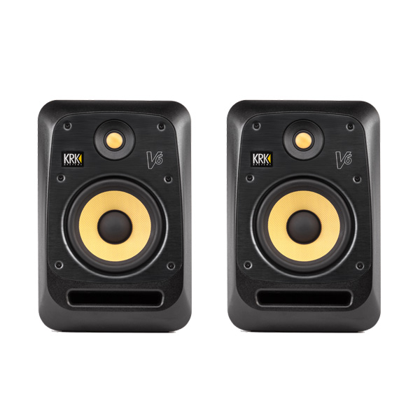 KRK V6 Series 4 Powered Reference Monitors KRK V6 ตู้ลำโพงมอนิเตอร์สตูดิโอมีแอมป์ในตัว 6.5 นิ้ว 2ทาง 155 วัตต์ KRK V6 ลำโพงมอนิเตอร์สตูดิโอมีแอมป์ในตัว