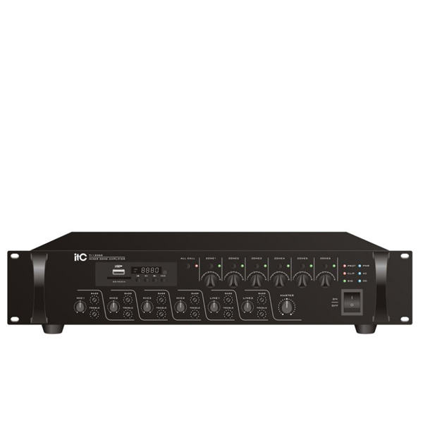 ITC TI-3506S 6 Zones Mixer Amplifier with MP3 ITC TI-3506S มิกเซอร์แอมป์ 350 วัตต์ MONO 4 MIC ITC TI-3506S Mixer Amplifier