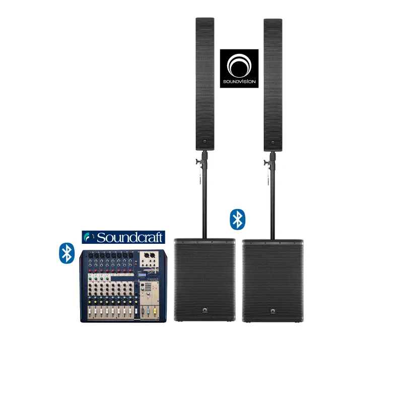 ชุดตู้ลำโพง Active Column SOUNDVISION ACS-1500 SET 1 พร้อม SOUNDCRAFT NANO M12BT มิกเซอร์ อนาล็อก 12 ชาแนล