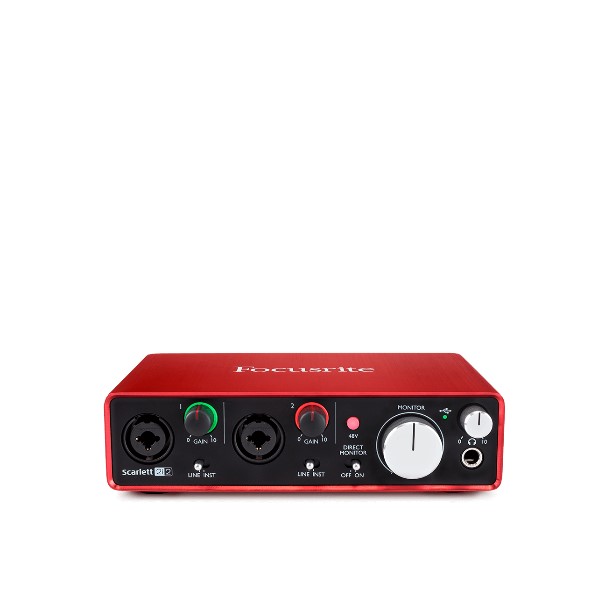 FOCUSRITE SCARLETT 2I2 (2ND GEN) เชื่อมต่อกับคอมพิวเตอร์เพื่อทำงานเกี่ยวกับเสียง FOCUSRITE SCARLETT 2I2 (2ND GEN) สัญญาณแบบอนาล็อก