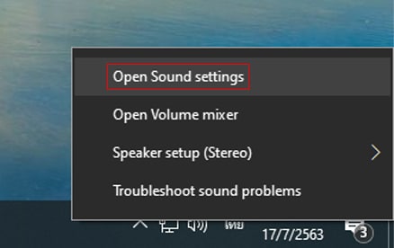 Open Sound settings