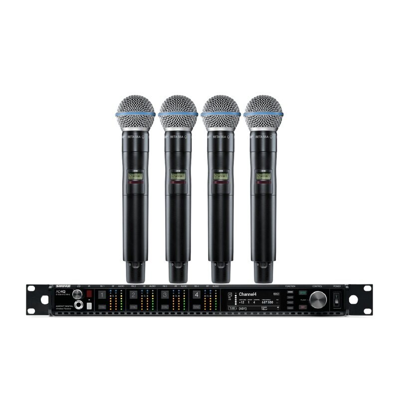 SHURE AD24QA/B58A-P55 ชุดไมค์ลอยดิจิตอล 4 ตัว พร้อมเครื่องรับ 4 ชาแนล