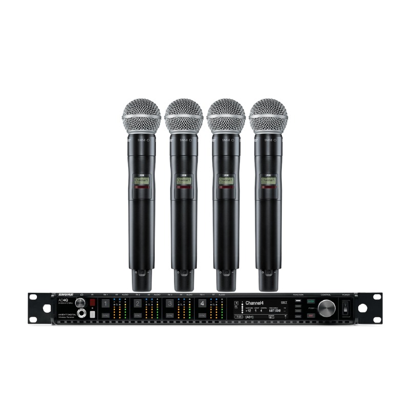 SHURE AD24QA/SM58-P55 ชุดไมค์ลอยดิจิตอล 4 ตัว พร้อมเครื่องรับ 4 ชาแนล