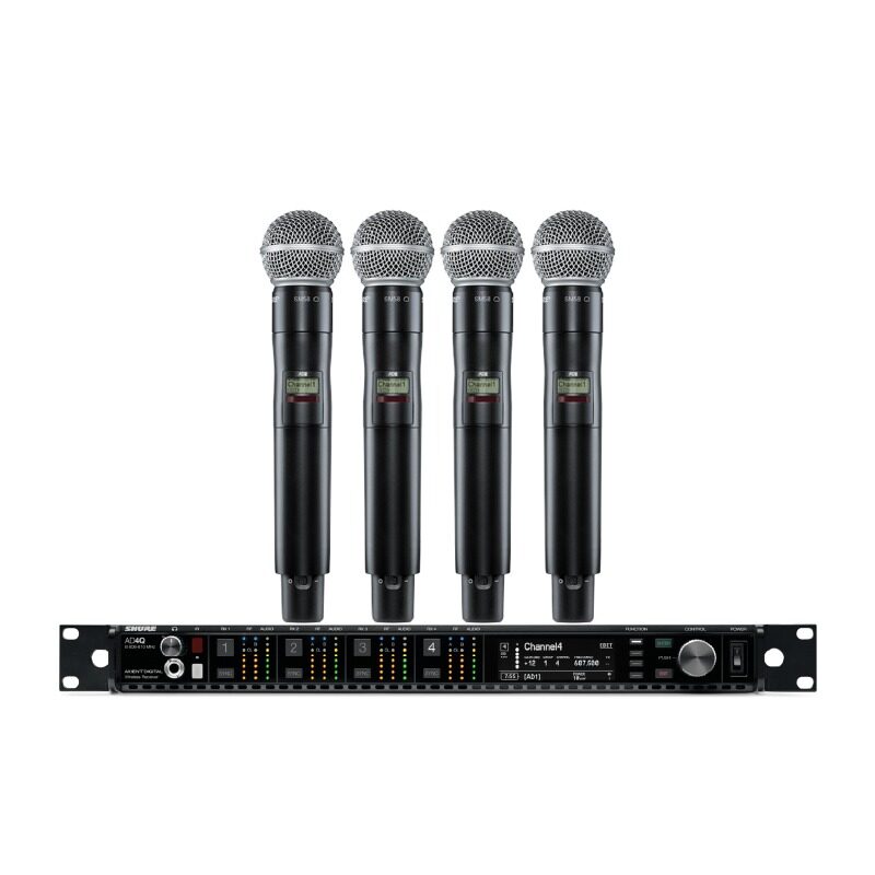SHURE AD24QA/SM58-P55 ชุดไมค์ลอยดิจิตอล 4 ตัว พร้อมเครื่องรับ 4 ชาแนล