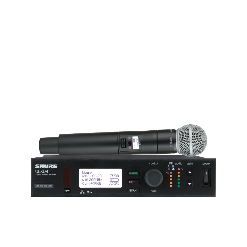 SHURE ULXD24A/SM58 ชุดไมค์ลอยดิจิตอล มือถือเดี่ยว แบบ VHF และ UHF