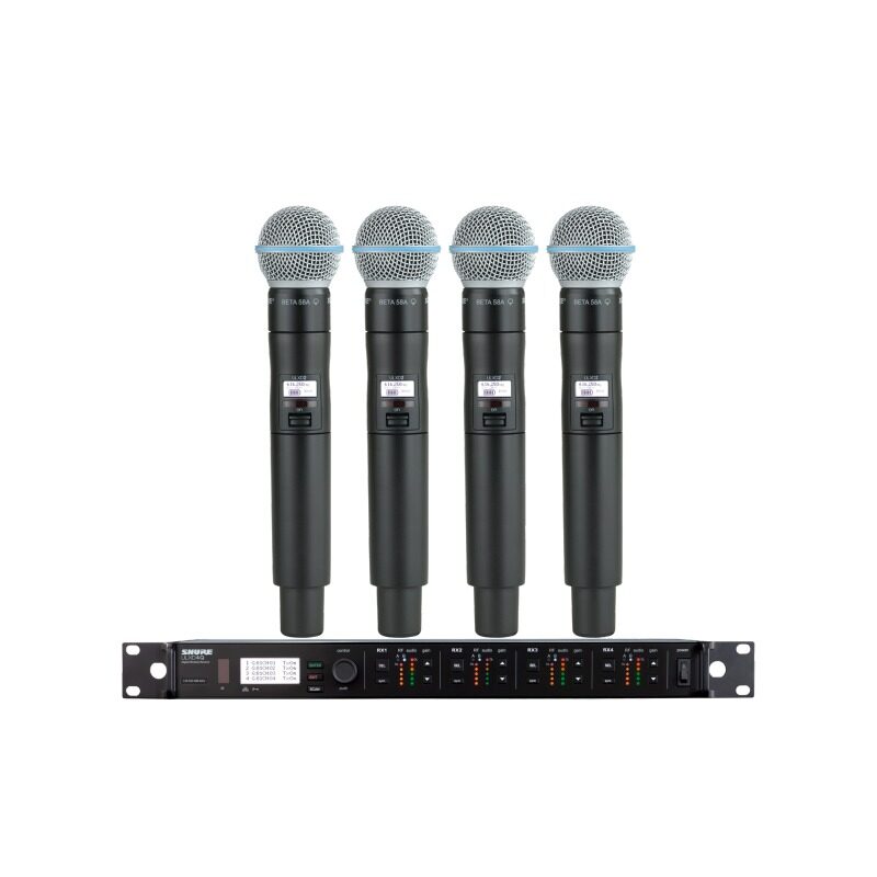 SHURE ULXD24QA/B58 ชุดไมค์ลอยดิจิตอล 4 ตัว พร้อมเครื่องรับ 4 ชาแนล แบบ UHF