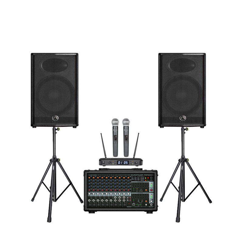 ชุดเครื่องเสียงกลางแจ้ง WHARFEDALE-PRO IMPACT-X15 + เพาเวอร์มิกเซอร์ BEHRINGER PMP-2000D + ไมค์ลอย CLEARSOUND CS-500