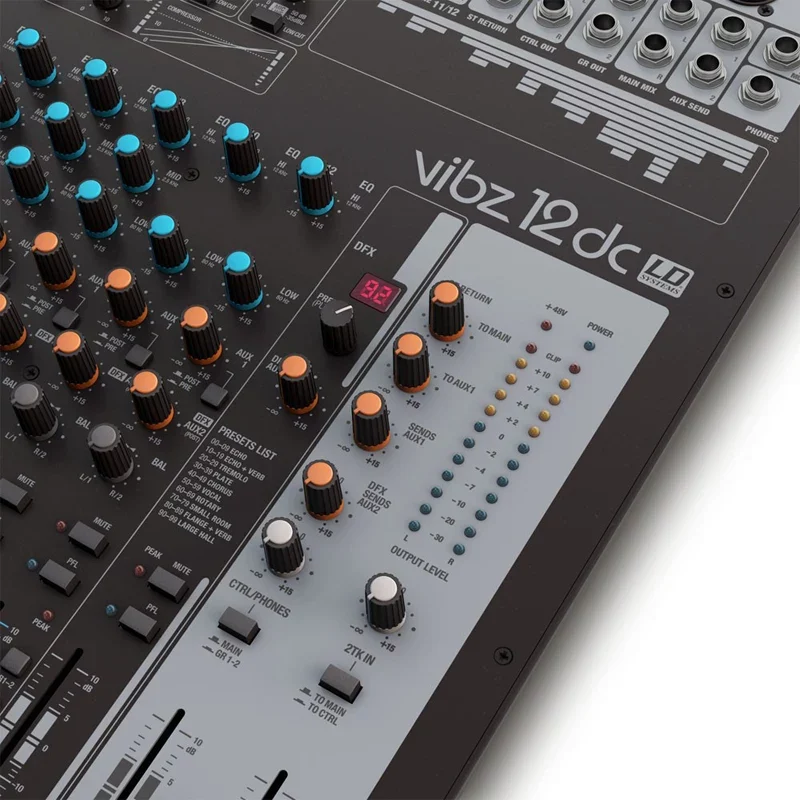 LD SYSTEMS VIBZ 12 DC มิกเซอร์ อนาล็อก 12 ชาแนล พร้อม DFX และ Compressor - Image 4