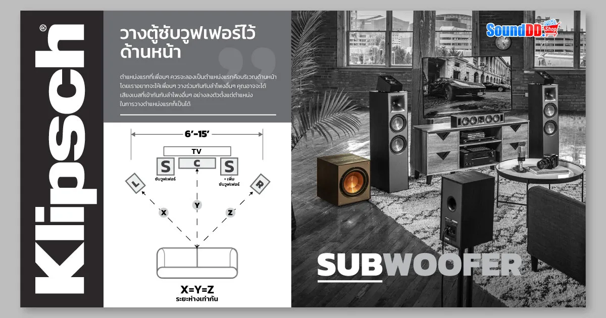 วางตู้ซับวูฟเฟอร์ไว้ด้านหน้า