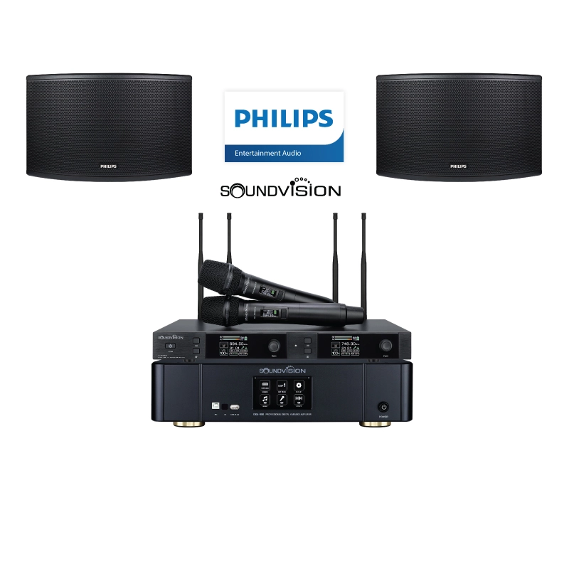 ชุดคาราโอเกะ (ลำโพง PHILIPS CSS-1310 แอมป์ SOUNDVISION DKA-900 ไมค์ลอย SU-990D/HTP)