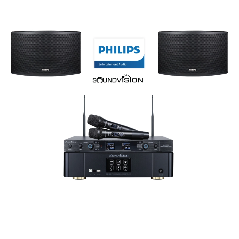ชุดคาราโอเกะ OKE DKA-900 SET 4 (ลำโพง PHILIPS CSS-1310/98 แอมป์ SOUNDVISION DKA-900 ไมค์ลอย SU-890D-II/HT)