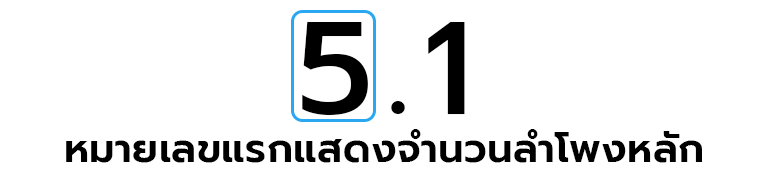 หมายเลขแรกแสดงจำนวนลำโพงหลัก
