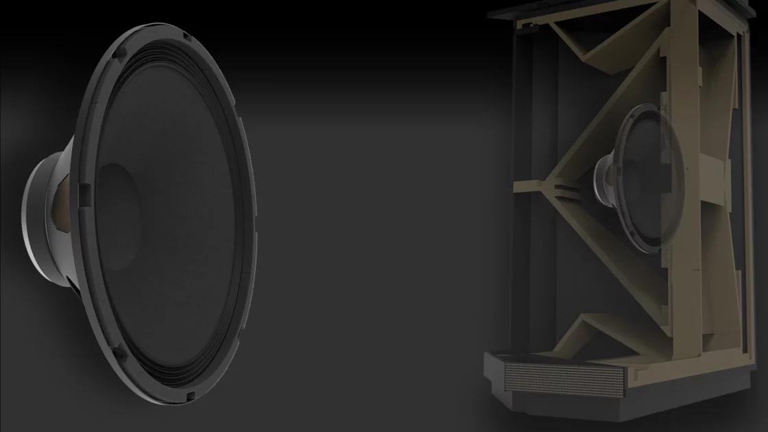 Klipschorn AK6 Woofer with cabinet cutaway