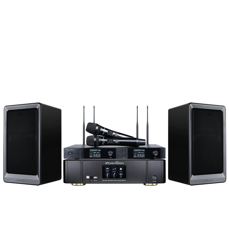 ชุดคาราโอเกะ (ลำโพง SOUNDVISION KS-803 แอมป์ DKA-900 ไมค์ลอย SU-990D/HT)