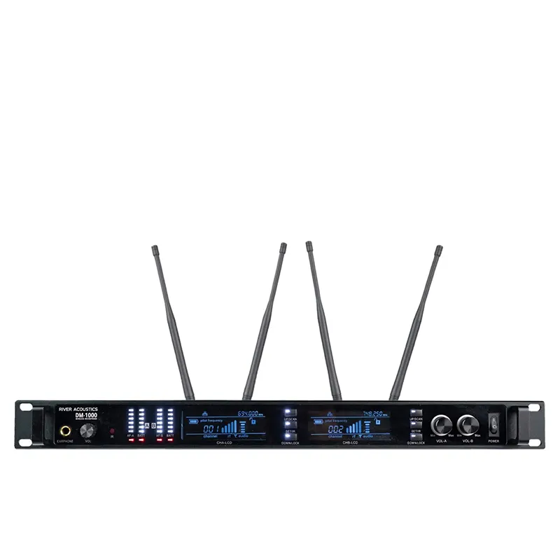 RIVER ACOUSTICS DM-1000 ชุดไมค์ลอย มือถือคู่ ย่าน UHF พร้อมระบบ True Diversity