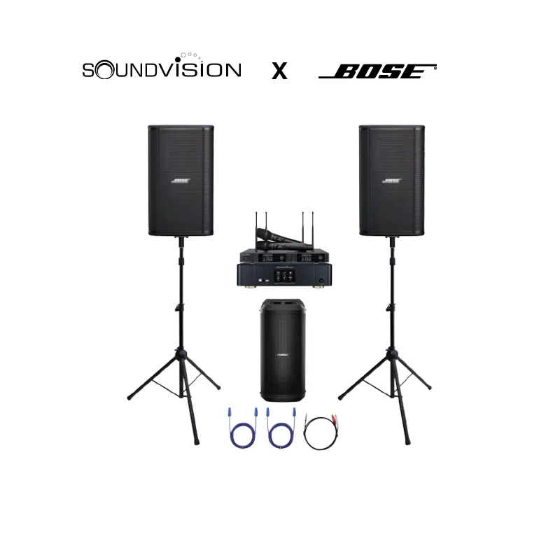 SHOWTIME Karaoke Set 1 ( ลำโพง BOSE SHOWTIME SK12 + ลำโพงซับ BOSE SUB1 + แอมป์ SOUNDVISION DKA-900 + ไมค์ลอย SOUNDVISION SU-990D/HTP )