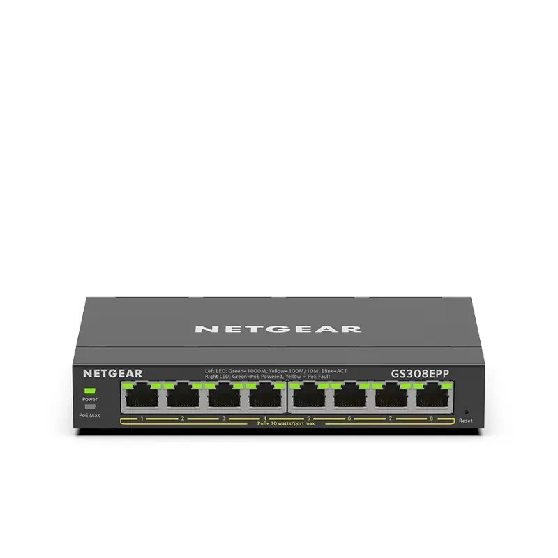 NETGEAR GS308EPP 8-Port Gigabit Ethernet Easy Smart Essentials PoE Switch (123W)